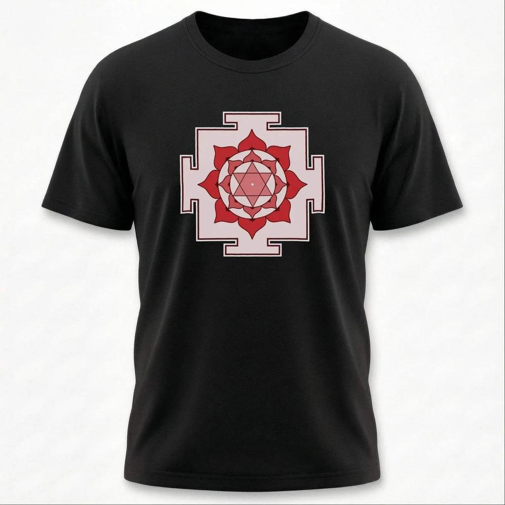 Bhuvaneshwari Yantra T Shirt Sacred Geometry Hindu Goddess Vintage Casual Soft Unisex Versatile Stylish Slightly