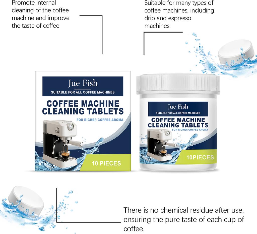 Coffee Machine Effervescent Tablets Powerful Descaling Stains Agent emoves Mineral Buildup All-Purpose Household Cleaner