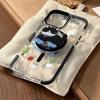 Magnetic Cat Stand Suitable for Apple 16promax Mobile Phone Case IPhone 15 Children's Fun Cartoon Transparent