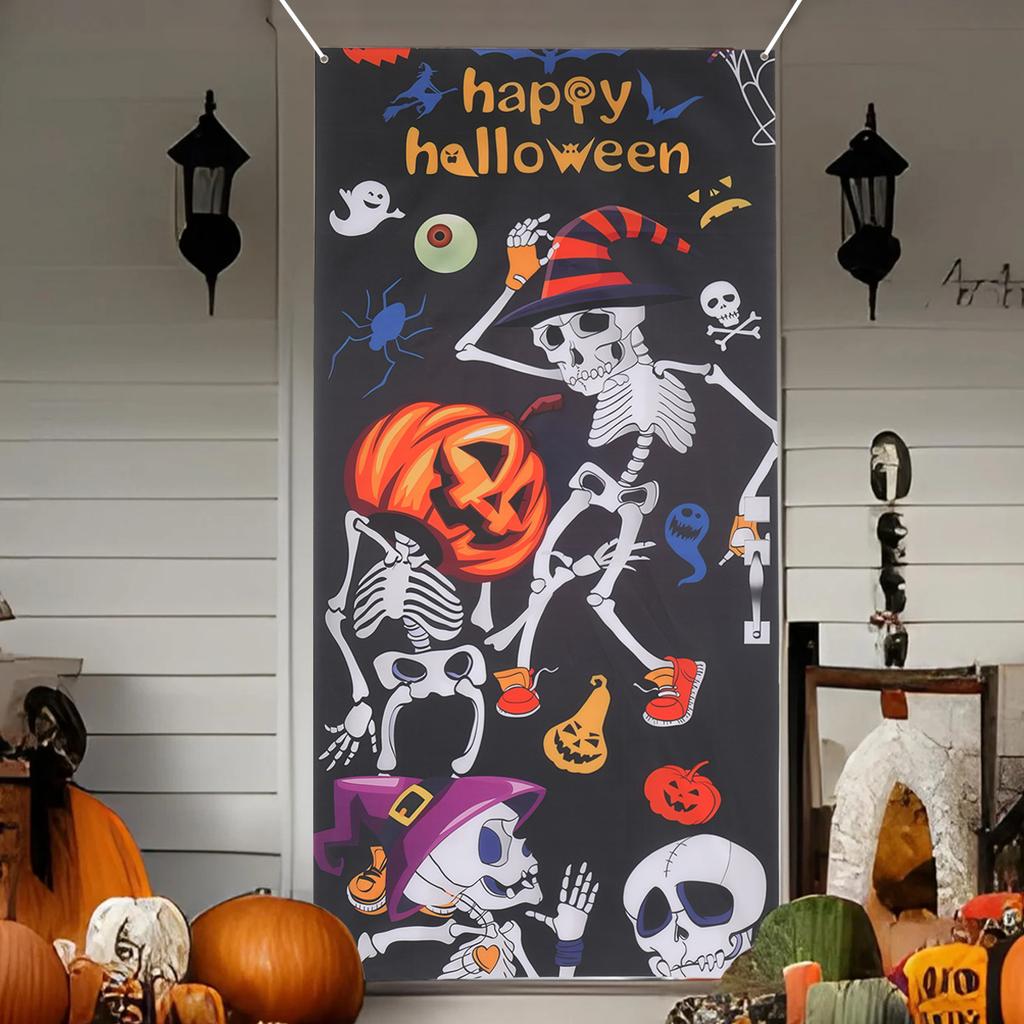 Halloween Front Door Decoration Skull Pumpkin Blood Hand Large Door Cover Banner for Home Happy Halloween Party Decoration 2025