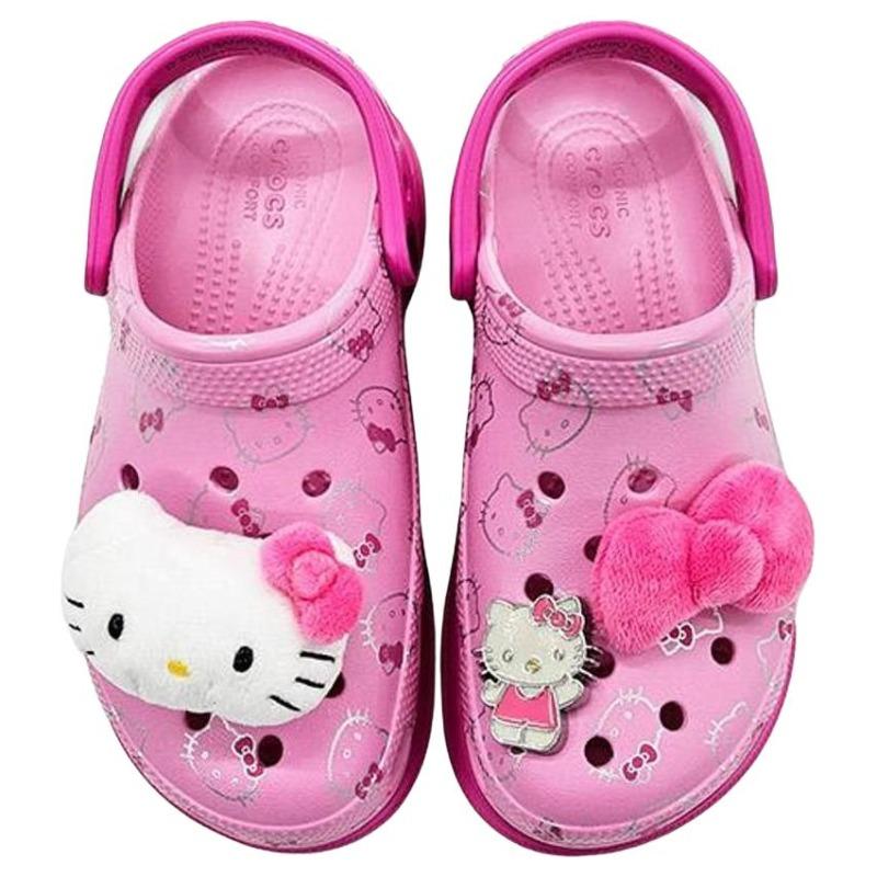 Crocs × Hello Kitty Bae Clog Cute Fashion Platform Heightening Outdoor Breathable Clogs Women Pink 211199-90H