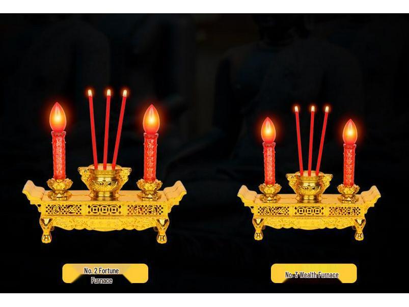 Dual-Use LED Incense & Candle Holder for Ancestor Worship (Battery-Free)