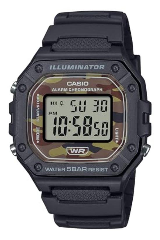Casio Watch Collection Domestic Genuine Product Web Exclusive Model W-218H-5BJF Mens Black Camouflage