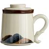 Mountains and Rivers Tea Separation Tea Cup Ceramic Mug with Lid Wooden Handle Filter Tea Tea Cup Office