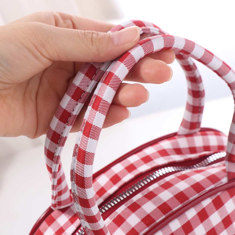 Rural Style Denim Plaid Handbag Lovely Sweet Crossbody Bag Retro Lattice Bowling Bag  Students