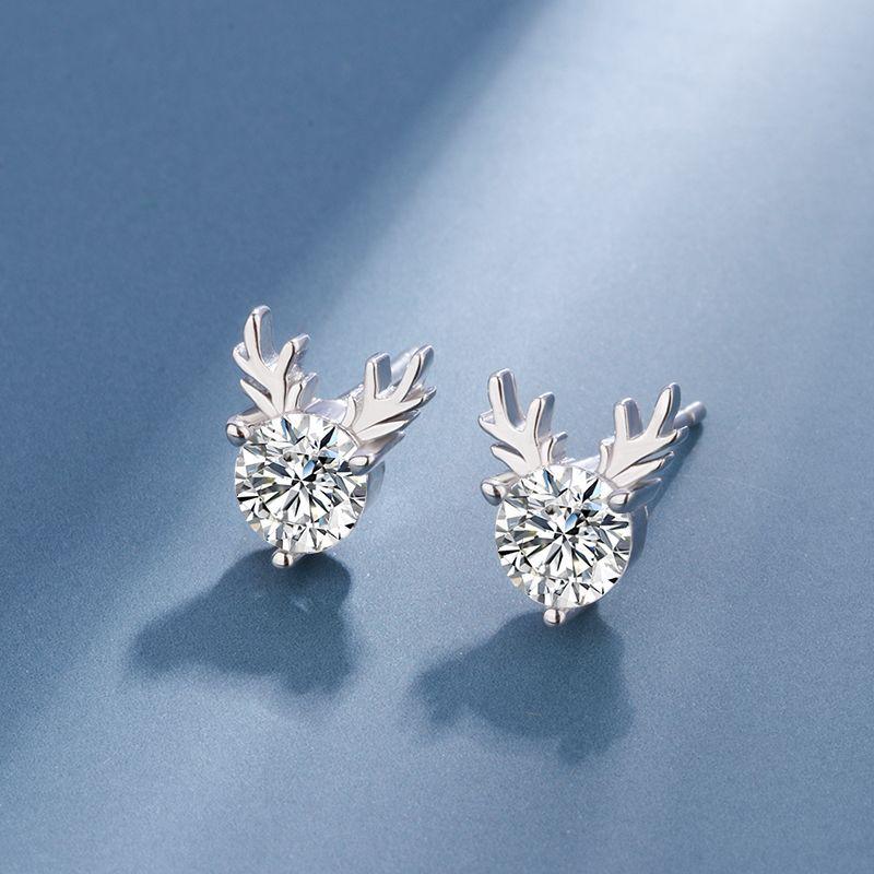 S925 Sterling Silver Forest Deer Stud Earrings - Versatile Elf Antler Design