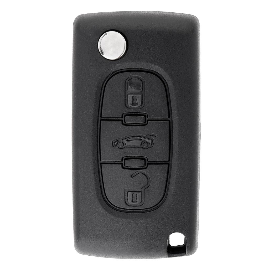 3tlačítkový náhradní skládací klíček do auta pro 207 307 308 407 / Citroen C1 C2 C3 C4 s kroužkem na klíče, šroubovákem, skořepina klíče do auta odolná proti opotřebení