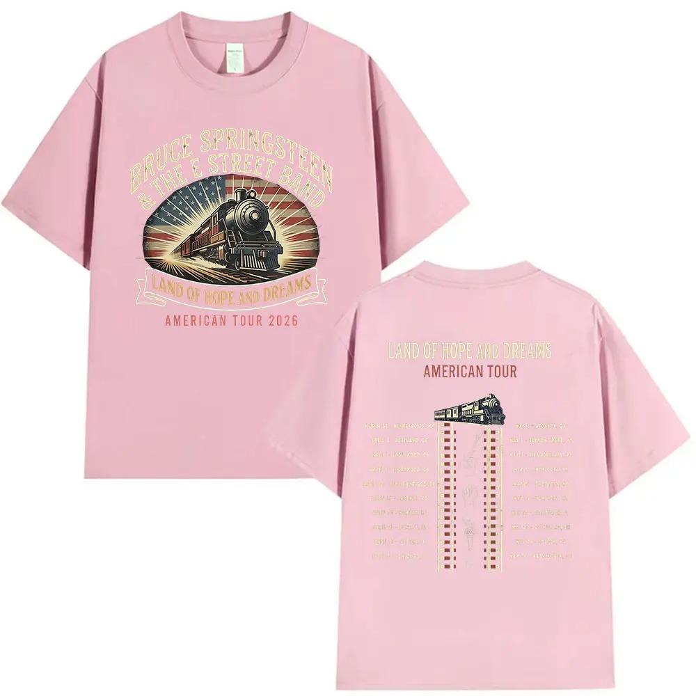 

Bruce Springsteen Land of Hope Dreams Tour 2026 Merch T Shirt Unisex Fashion Cotton Short Sleeve T-shirt Hip Hop Clothing Tshirts XL