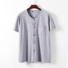 pure cotton short-sleeved men's summer loose crew neck cardigan T-shirt, large size casual top, breathable and comfortable loungewear