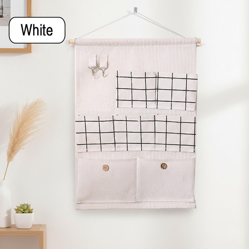 Cotton Linen 7 Pocket Waterproof Hanging Storage Bag Bathroom Bedroom Wall Organizer Wardrobe