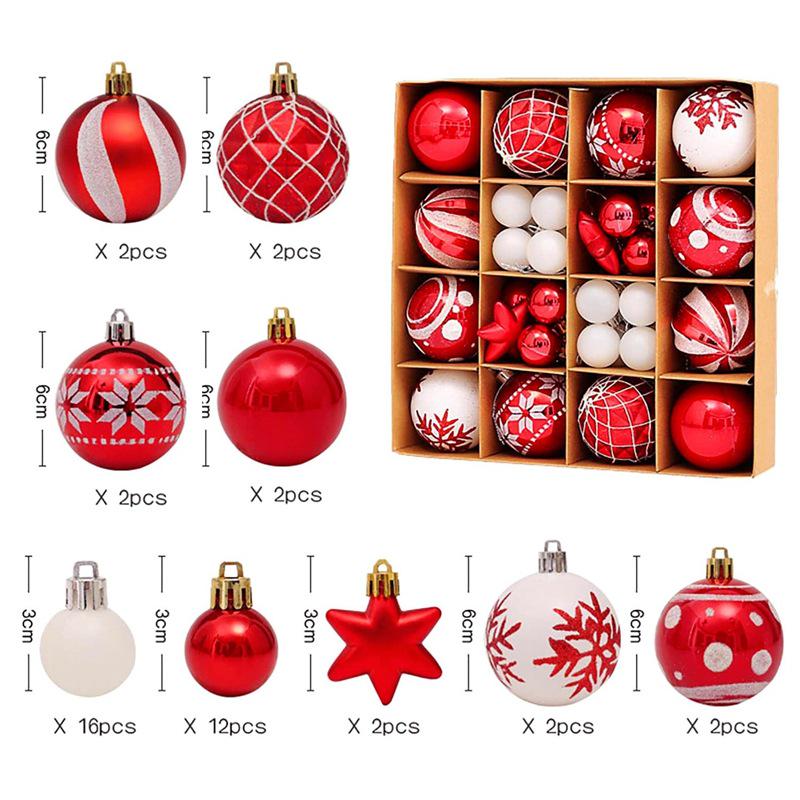 Christmas Tree Ornaments: Holiday Party Decor Ball Set with Gift Box