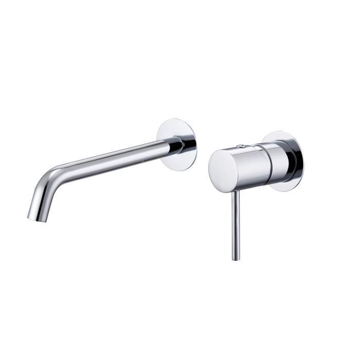 Robinet de lavabo encastré - IMEX - MONZA - Mitigeur monocommande - Couleur gris - Finition chrome