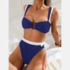 New European and American bikini thick shoulder strap split swimsuit sexy long belt model pure desire style high-end swimsuit women