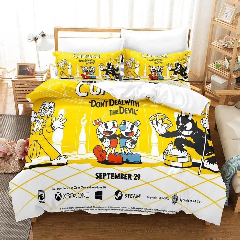 New 3D Print Anime The Cuphead Show Bedding Set Single Twin Full Queen King Size Bed Set Aldult Kid Bedroom Duvetcover Sets Tool