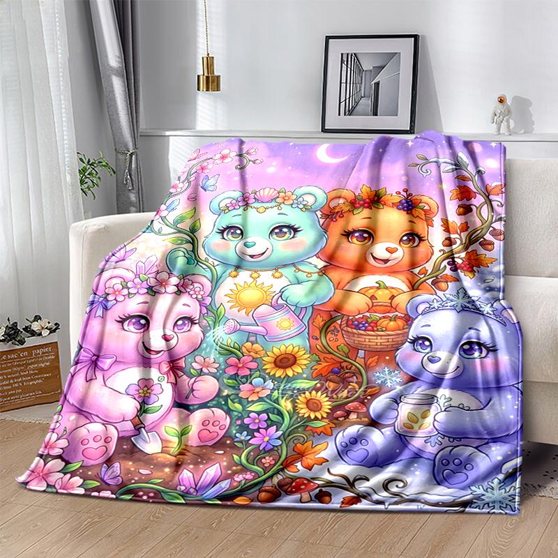 1Pc Colorful Bears Nature Blanket Soft And Comfortable Casual Warm Camping Travel Christmas Halloween Gift M921126
