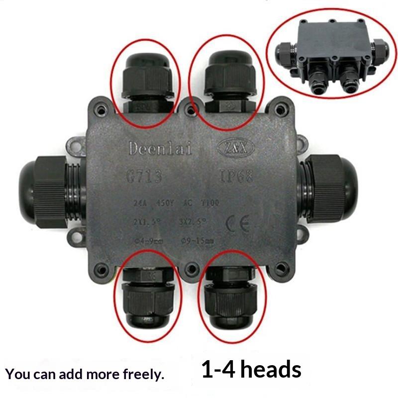 G713 IP68 Waterproof Junction Box 6 Cable Ports Heavy Duty Plastic Shell for Farm Outdoor Power Cable Splicing