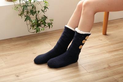IKEHIKO Room Shoes Indoor Size Cute SOX-206 Slippers, M, Navy, Warm, Fluffy, Cold-Prone, #7320900