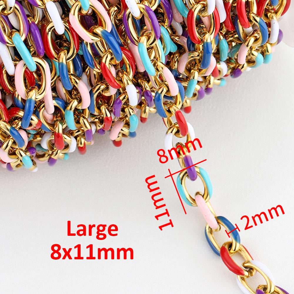 No Fade 1Meter Stainless Steel Gold Plated Embossed Link Chains DIY Women Men Necklaces Bracelets Jewelry Making Bags Chain Bulk