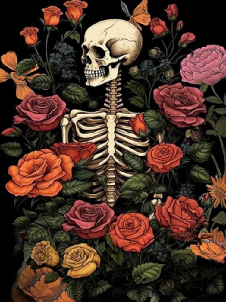 New 2024 DIY 5D Diamond Painted Skull Butterfly Rose Full Round Square Diamond Embroidery Mosaic Cross Embroidery Set