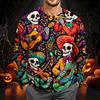 Men's Corduroy Long Sleeve Neck Shirt Halloween Print Casual Pullover Top