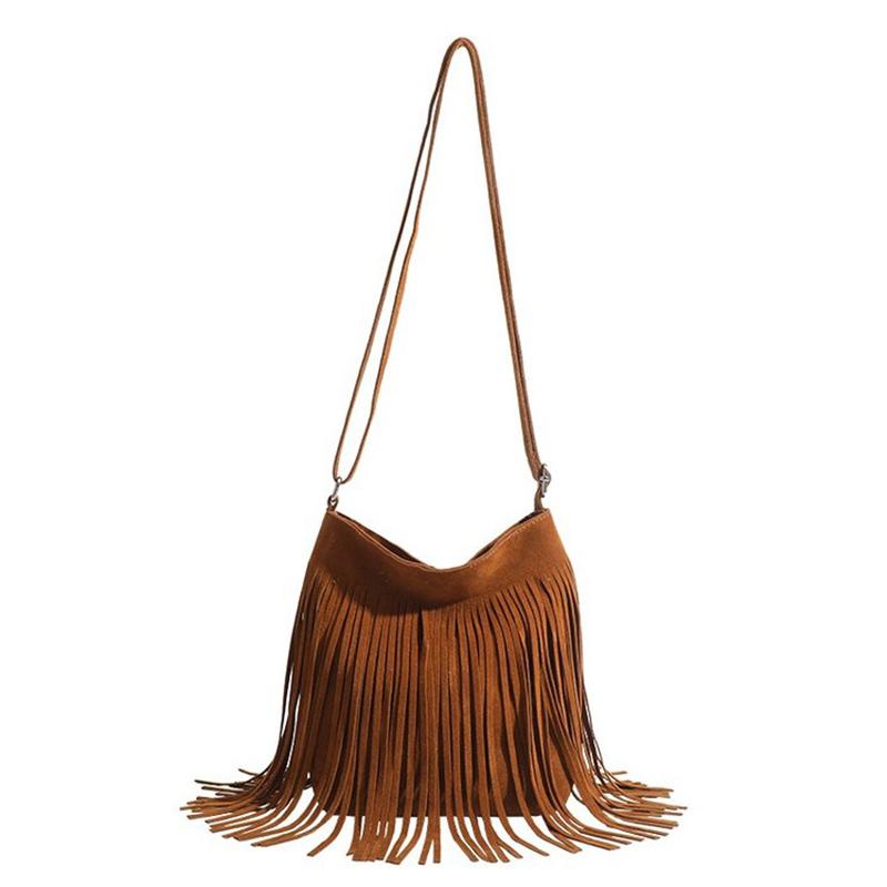 Vintage Tassel Crossbody Bag For Women Large Capacity Casual Tassel Shoulder Bag For Outdoor Travel Women'S Handbag