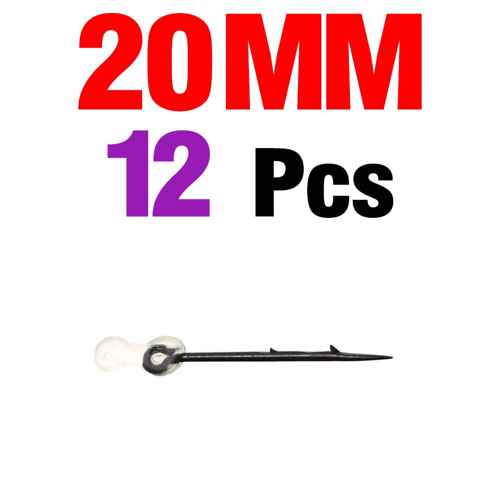 12pcs Metal Bait Spike Carp Fishing Hook Bait Sting Boilie Pin with Clear Rubber Corn Ronnie Hair Rig