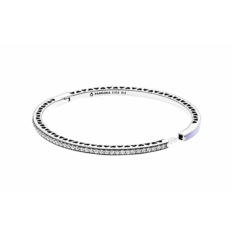Pandora Shining Heart 925 Silver Bracelet Women's Purple 590537EN66