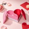 Pink Love Shaped Storage Case Heart Shape Box, 3D Printed Detachable Dual Compartment Jewelry Organizer, Decorative Dresser for Trinkets Red Box with