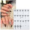 Black White Red Bowknot Nail Sticker Glue Crystal Diamond Adhesive Nail Art Decorations Girls Nail Decals Design