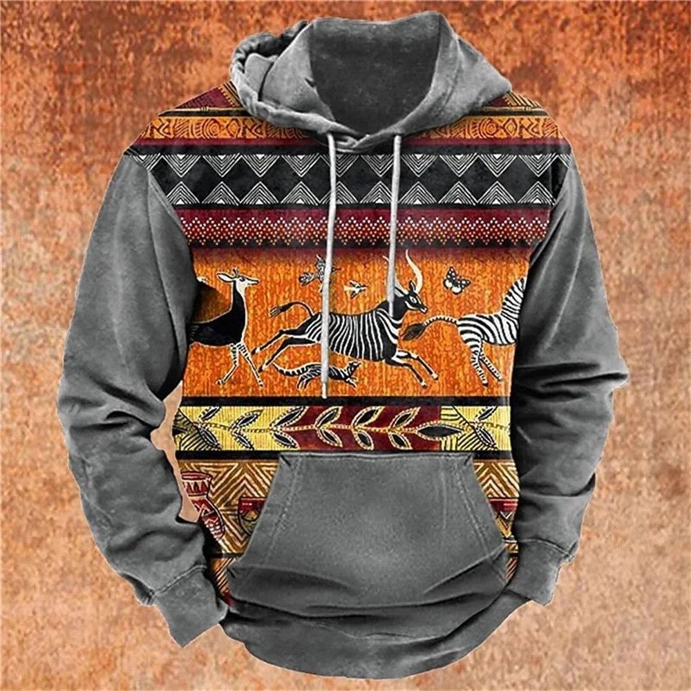 Felpa Con Cappuccio Uomo Vintage Indiani D'America: Stile 3D Unico E Comfort Morbido