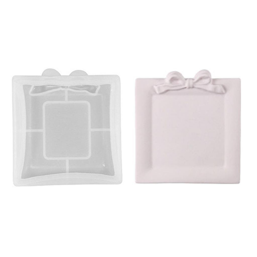 Bowknot Storage Tray Clay Silicone Mold Jewelry Display Epoxy Resin Molds Round Candle Cup Coaster Gypsum Plaster Molds