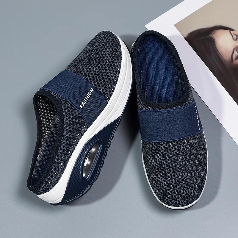 

Women Slippers 2025 Summer Soft Non-Slip Slides Sandals Lightweight Comfortable Beach Slippers for Women Flat Heel Shoes 43 темно-синього кольору