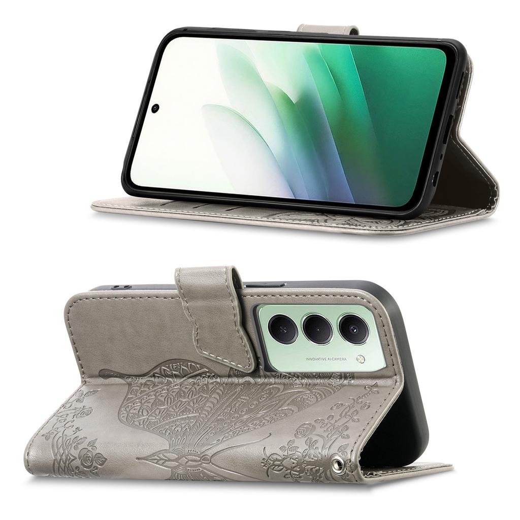 Für Xiaomi Redmi 15 4G (EU) (171 mm) Hülle mit Riemen Schmetterlingsmuster PU-Leder Geldbörse Handyhülle