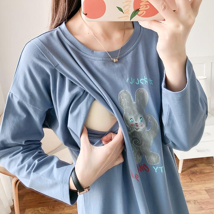 Maternity Long Sleeve Nursing Top - Stylish Spring & Autumn Wear for Postpartum and Breastfeeding Moms