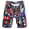 Men's Spring and Summer Plus Size Loose Straight Printed Five Points Casual Denim Midi Pants