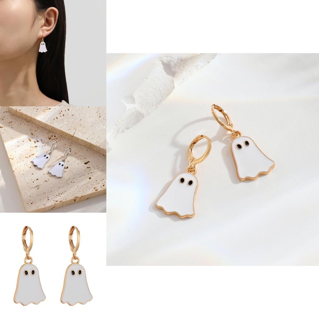 Adorable And Whimsical Ghost Earrings In Gold Ideal For Halloween Celebrations