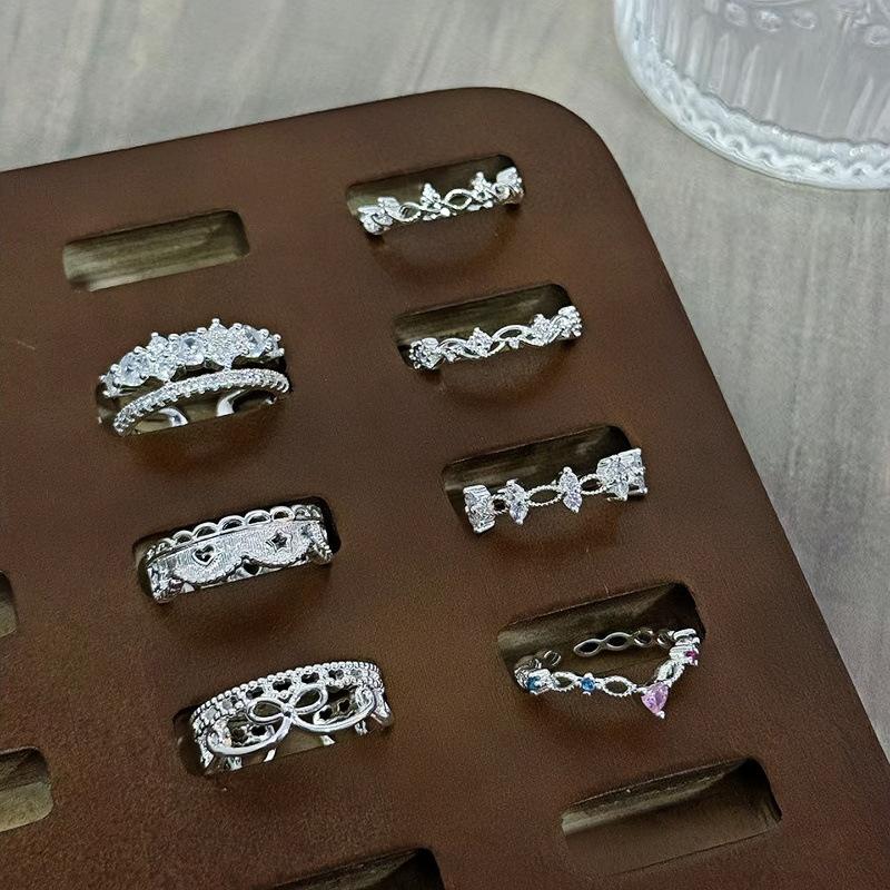 Super Flash Temperament Square Zir*****Pen Ring Light Luxury Niche High-End Ring Simple Fashion Jewelry Women