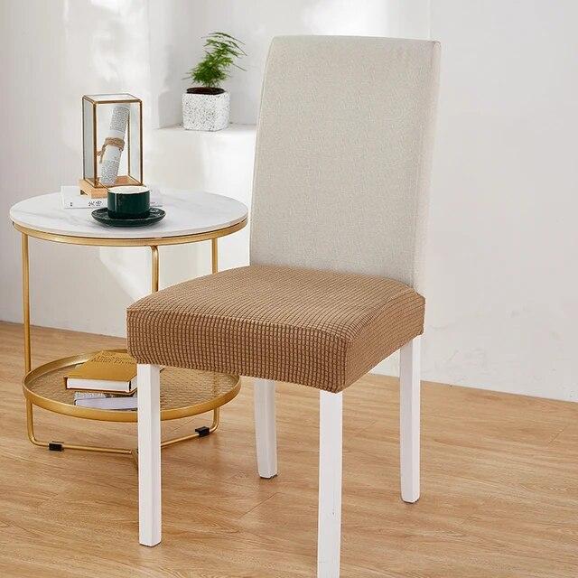 Jacquard Stretch Elastisk Spisestol Setetrekk Smussavvisende Universalt Avtakbart Vaskbart Stolsete Putetrekk Slipcover