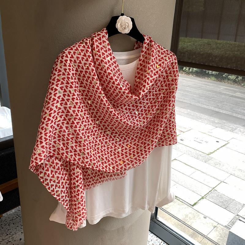 Spring And Summer Versatile Fashion Bali Yarn Silk Scarf Pearl Button Cashew Print Sun Protection Shawl Beach Towel Sun Protection Scarf