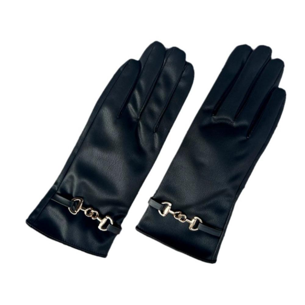 Thicken Full Finger Mittens PU  Gloves Fashion Women Leather Gloves  Girl