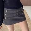 2025 Trendy Woolen High-Waist Slimming Skirt for Women: Sexy, Versatile Solid Color Half Skirt for Autumn/Winter