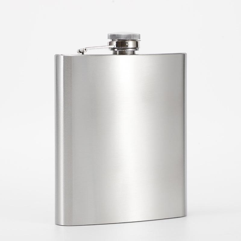 Stainless Steel Hip Flask with Plastic Lid, 1-18 oz Capacity, Portable Baijiu Bottle for Camping