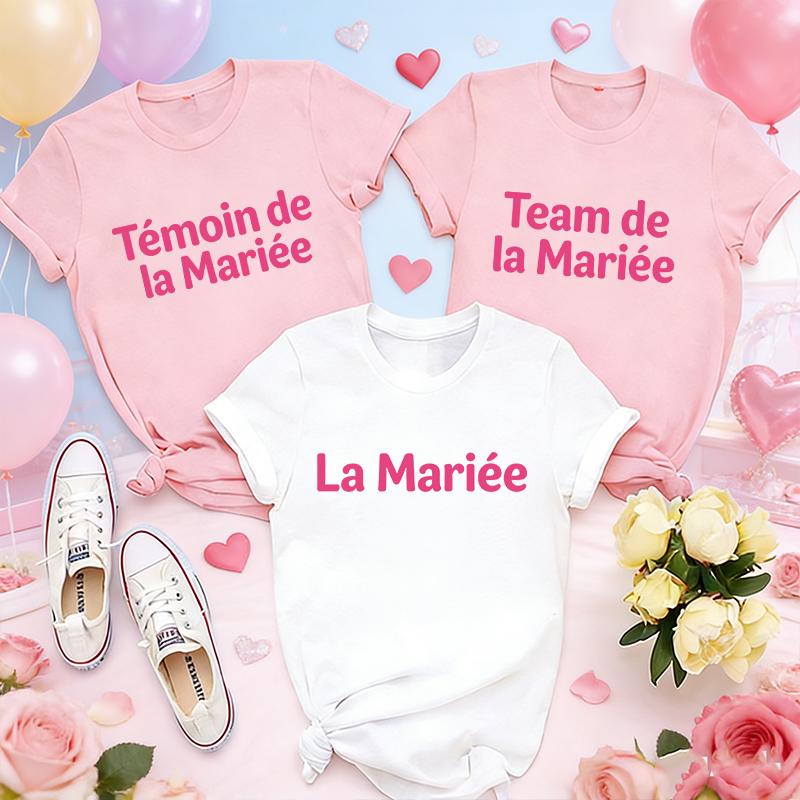 French Future Bride Team T-Shirts, Fashion Bridal Shower Tops for Girls Bachelorette Evjf Party Short Sleeve Aesthetic Clothing