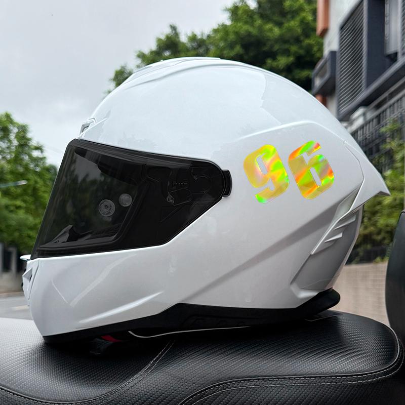 1pc Laser Gold Number Motorcycle Stickers Waterproof for Motorcycle Helmets Mudguards Car Windows Bicycle Universal Vinyl Decals
