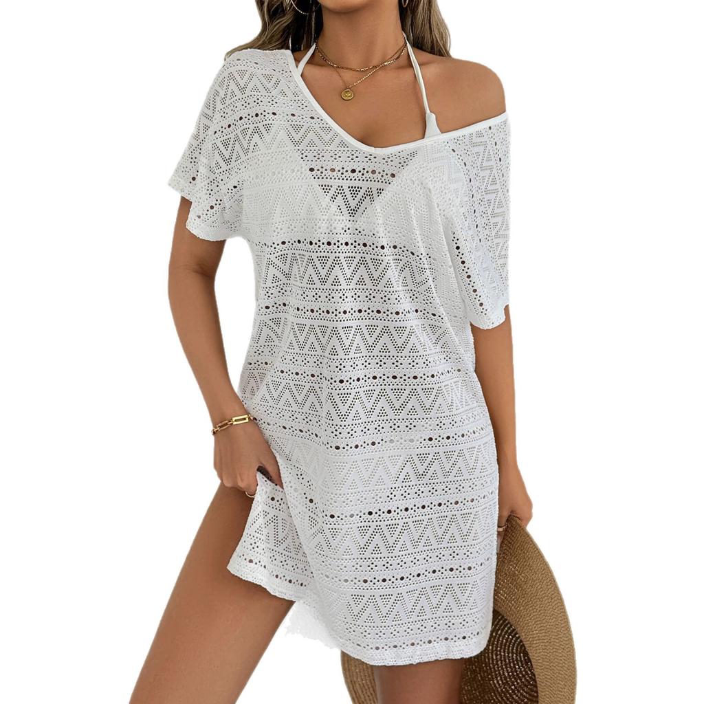 Copricostume da Donna Sexy con Scollo a V Profondo e Pizzo per Vacanze al Mare Set