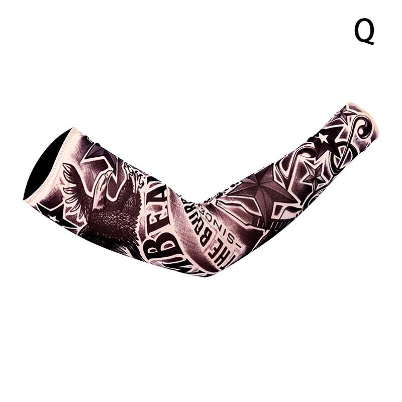 Long Fake Summer Tattoo Sleeves Sun Protection Cover Outdoor Gloves Driving Ice Silk Arm Sleeves