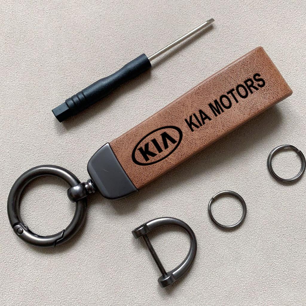 Car Key Rings Leather Auto Logo Keychain Accessories For KIA EV6 Stinger RIO Sorento Picanto Ceed Borrego Syros K4 K5 Sonet ulsap11