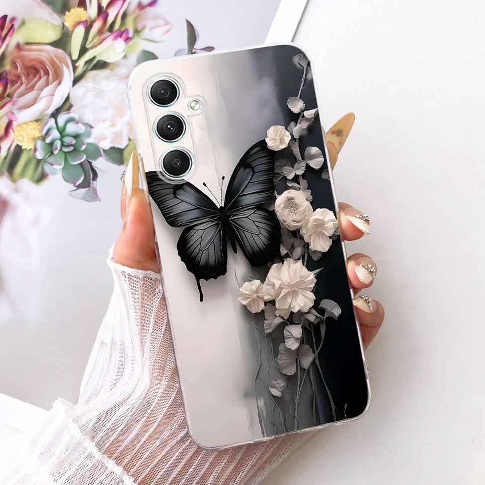 Clear For Samsung A35 5G Case Cute Cat Fashion Butterfly Funny Painted Cover For Samsung Galaxy A35 5G SM-A356E SM-A356B Casing