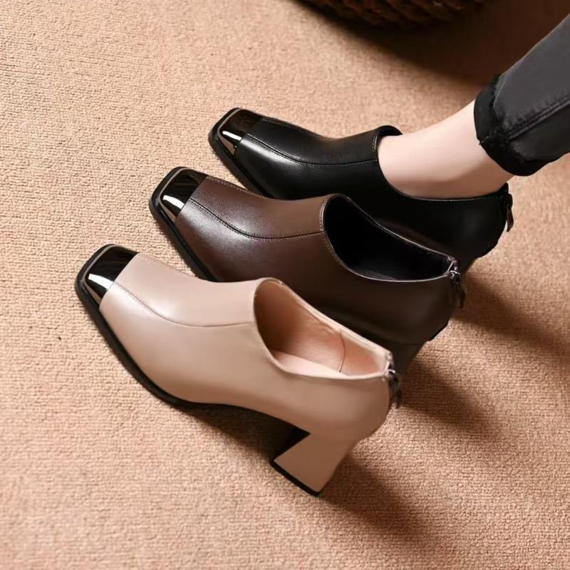 Autumn and winter new square head versatile deep mouth single shoes thick heel fashion women's shoes high heels