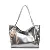 Casual simple style solid color soft leather large capacity tote bag fashionable versatile texture shoulder women's bag